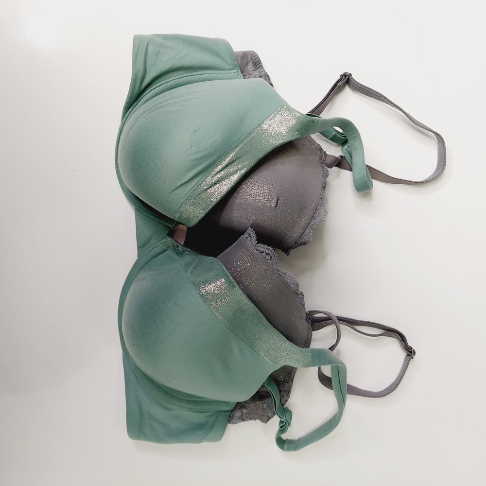 Bundle Victoria’s Secret Green Gray Lace Underwire Bra Set Soft Tones P5771